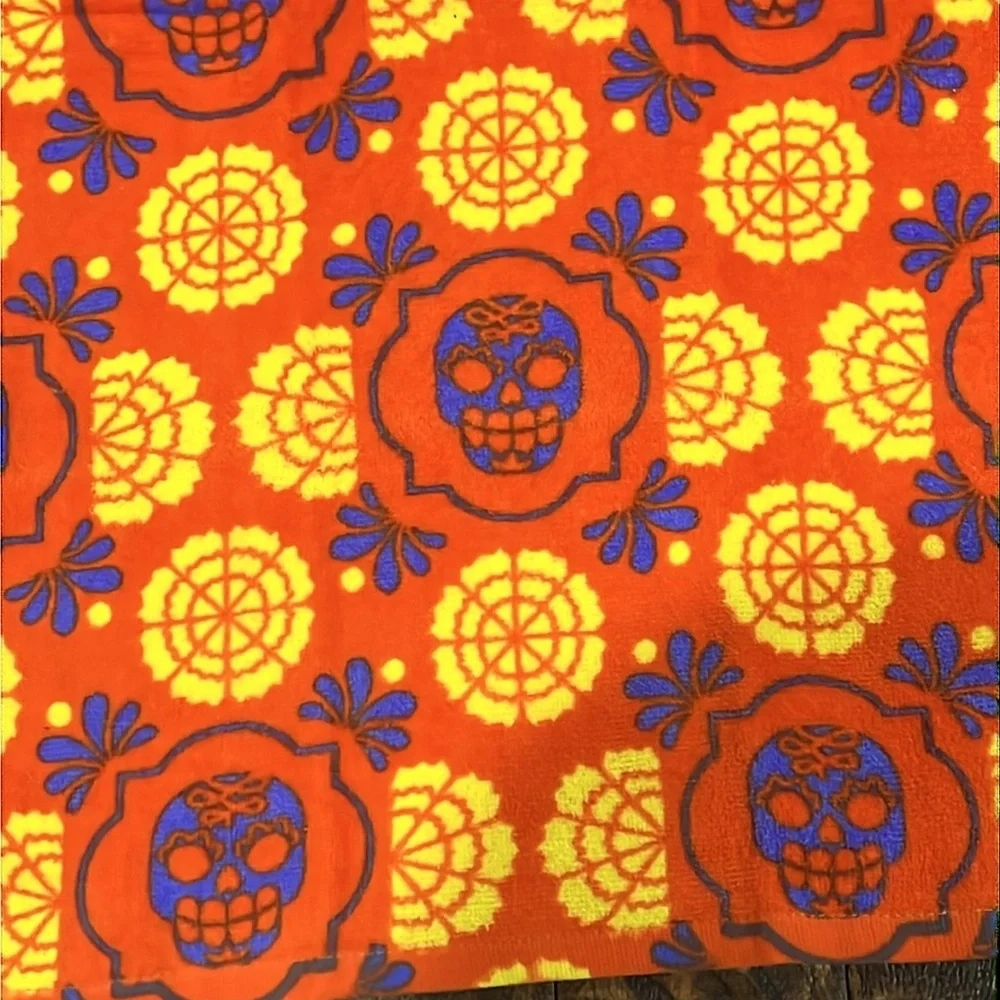 Halloween Orange Sugar Skull Kitchen Towels set